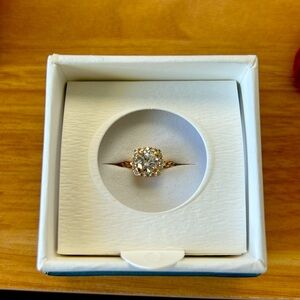 Aurate Pavé Cushion Cut White Topaz Gold Ring